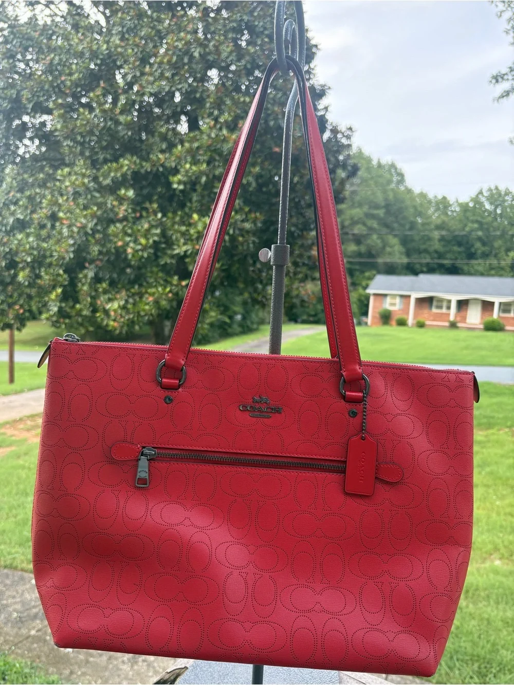 Coach Red Signature Tote Bag